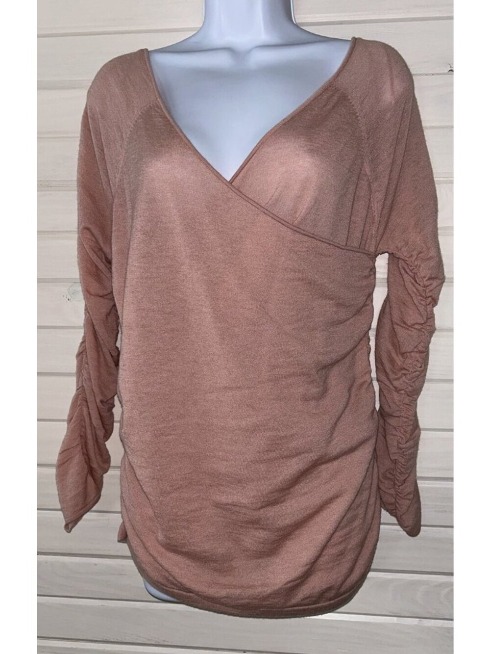 NWT Reiss Sz LARGE Verity Wool Cashmere Tissue Thin Sweater Surplice Ballet Neck